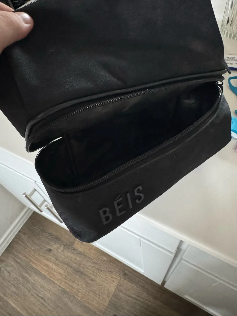 BEIS Black Dual-Zip Cosmetic Bag